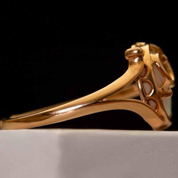 Stunning Vintage 14K Rose Gold Opal Ring, Gold LAB Opal Ring Sz6.75, Custom Made - Picture 11 of 11